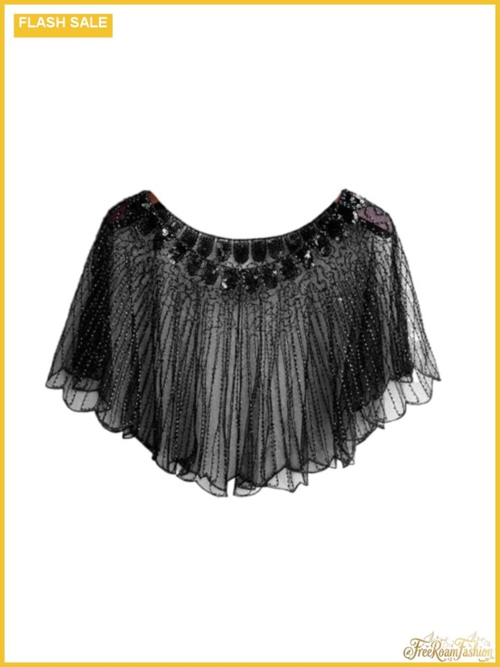 Women's Vintage Flapper Shawl Ruffled Beaded Sequin Wrap